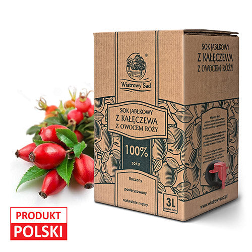 Sok jabłkowy z owocem róży 3l