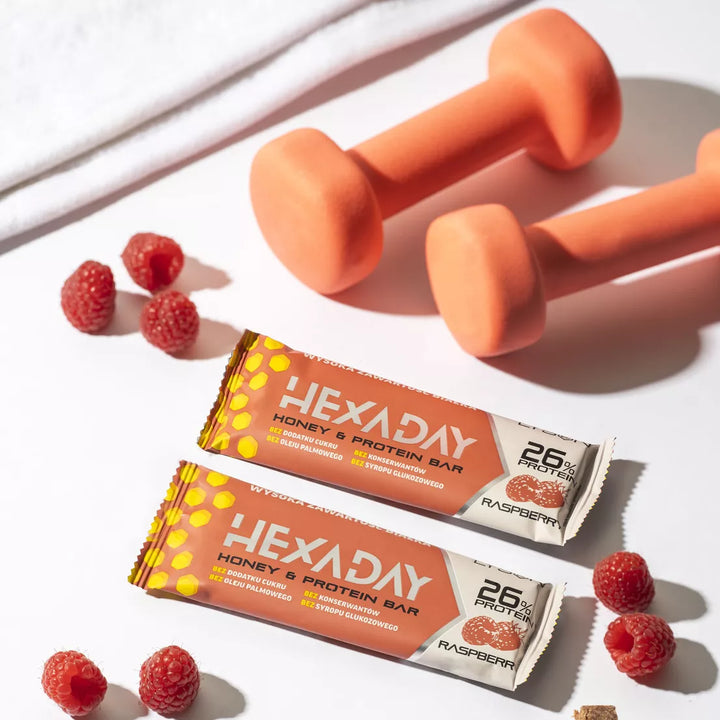 Baton proteinowymalinowy Hexaday 45g